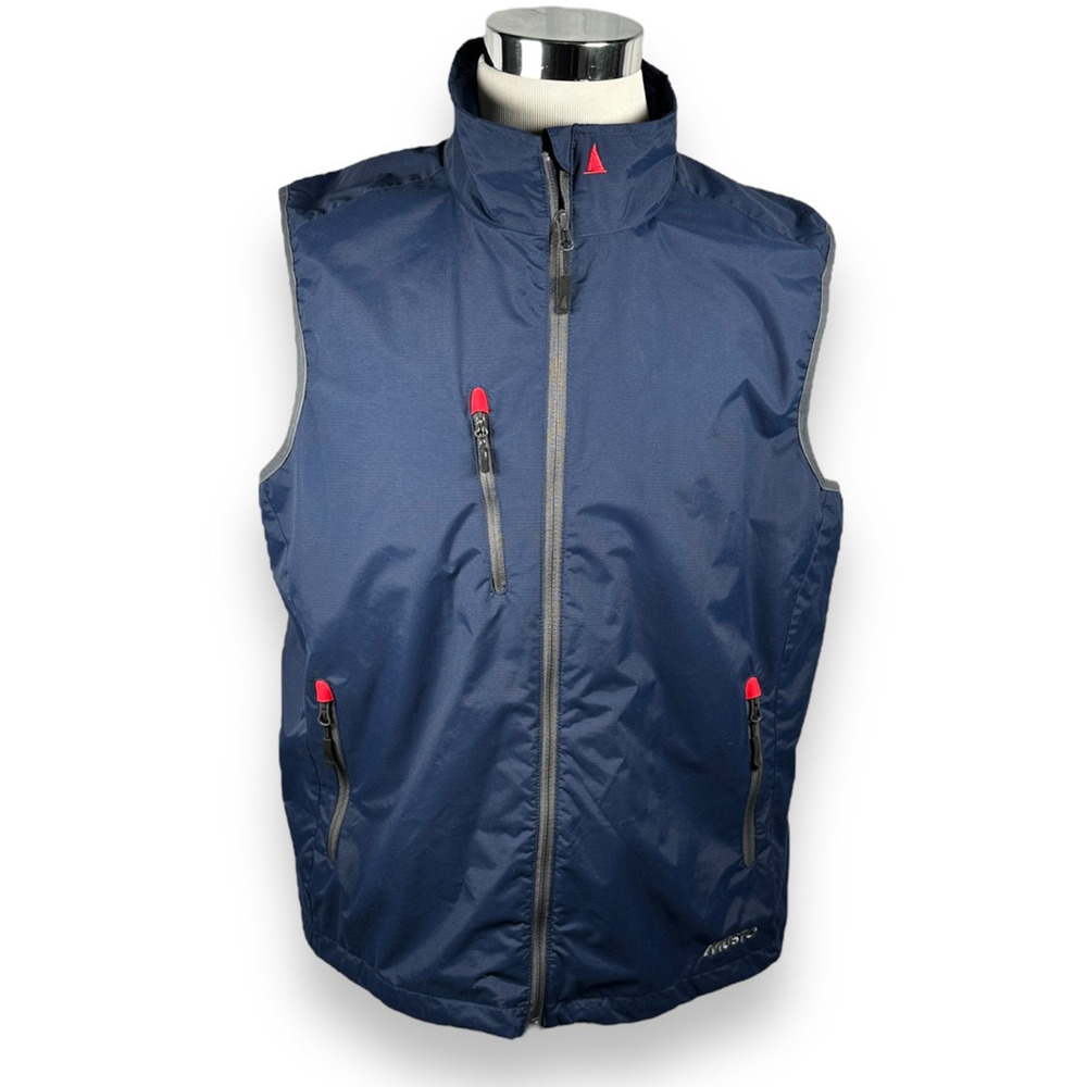 Musto Mens Sardinia Sailing Gilet Vest Blue Water Resistant Mock Neck Zipper XL
